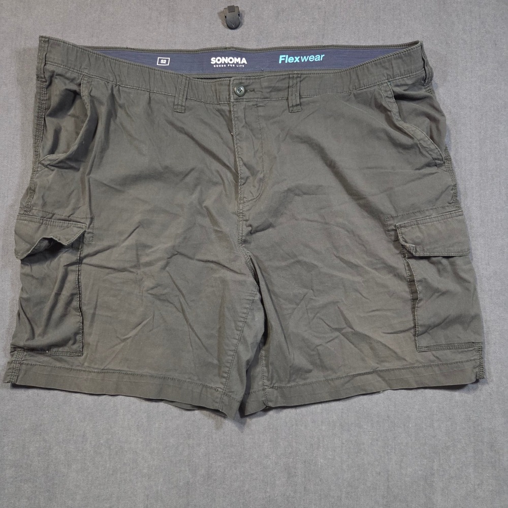 Sonoma Cargo Shorts Mens 52 Olive Green Flexwear Stretch Utility Pockets